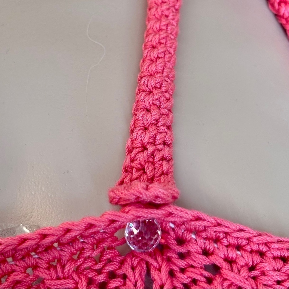 PEICE OF VERSAILLES PARIS.Handmade Sweater Set Coral SzM See Special Description - Picture 6 of 8